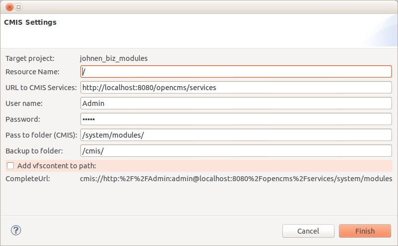 OpenCms CMIS-EFS-Eclipse-Plugin