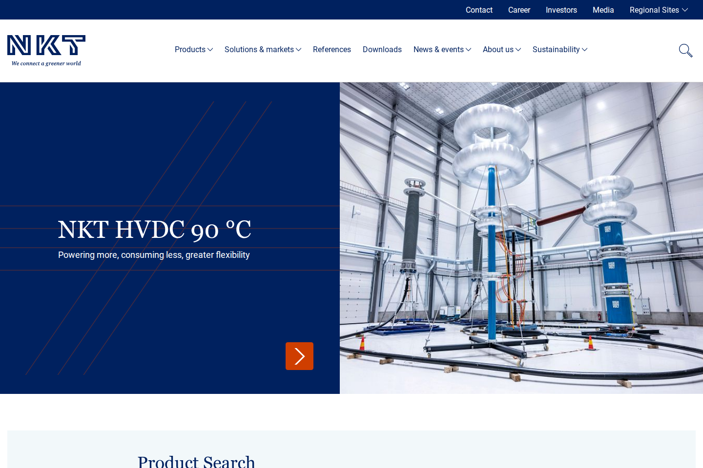 Website screenshot: Magnolia and Solr: multilingual product search for NKT